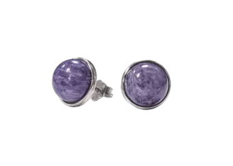 Orecchini in argento 925 Charoite AA 8 mm