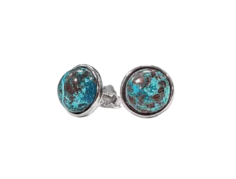 Orecchini in argento 925 con crisocolla AA 8 mm