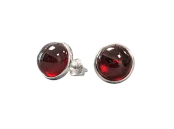 Orecchini in argento 925 con granato rosso AAA 8 mm