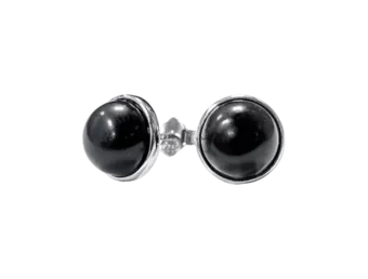 Orecchini in argento 925 con ossidiana nera A 8 mm
