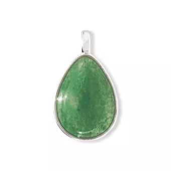 Ciondolo goccia di avventurina verde in argento 925 da 23.5 mm