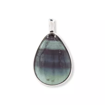 Ciondolo goccia in argento 925 con fluorite AA 23.5 mm