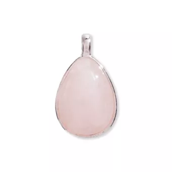 Ciondolo goccia in argento 925 quarzo rosa AA 23.5 mm