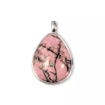Ciondolo goccia in rodonite in argento 925 A 23.5 mm