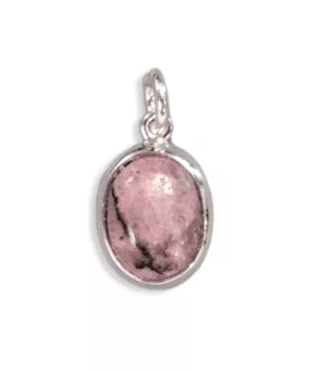 Ciondolo in rodonite ovale in argento 925 A 13 mm
