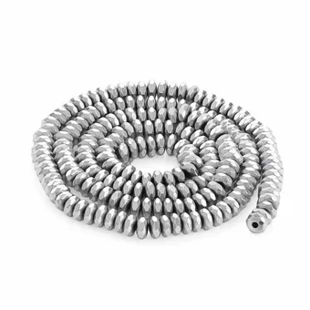 Perline distanziatrici sfaccettate in Ematite argentata 4x2mm