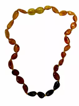 Collana Baby Pop, ambra baltica, 3 colori, 28 cm