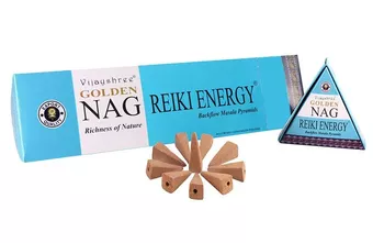 Coni d’incenso backflow Vijayshree Golden Nag Reiki Energy 12 pz