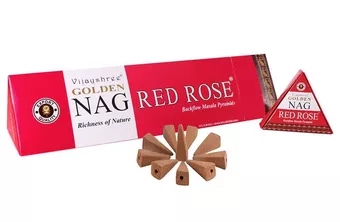 Coni d’incenso backflow Vijayshree Golden Nag Rosa Rossa 12 pz