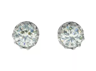 Orecchini Solitari in Moissanite AA Sfaccettata in Rame Bianco