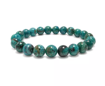 Bracciale in Amblygonite Crisocolla AAA Perle 8 mm