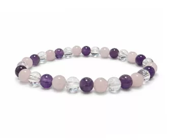 Bracciale in Ametista Cristallo di Rocca Quarzo Rosa A con Perle da 6-7mm