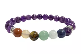 Bracciale Ametista 7 chakras A perles 8mm