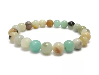 Bracciale in Amazzonite Multicolore A con Perle da 8mm