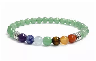 Bracciale in Avventurina Verde 7 Chakra A Perle 6 mm