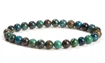 Bracciale in malachite azzurrite naturale con perle da 5-6 mm