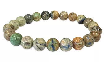 Bracciale in Azzurrite Malachite Naturale Messico A perle 8.5-9.5mm