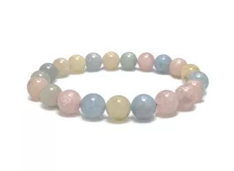 Bracciale in Berilli Acquamarina e Morganite A Perle 10 mm