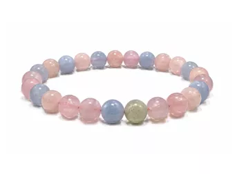 Bracciale in Berilli Acquamarina e Morganite A Perle 6-7 mm