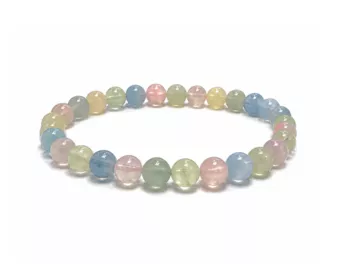 Bracciale in Berilli Acquamarina e Morganite AA Perle 6 mm