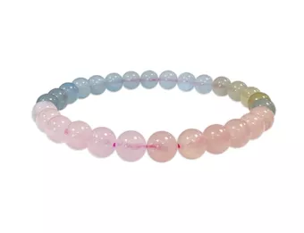 Bracciale in Berilli Acquamarina e Morganite AAA Perle 6-7 mm