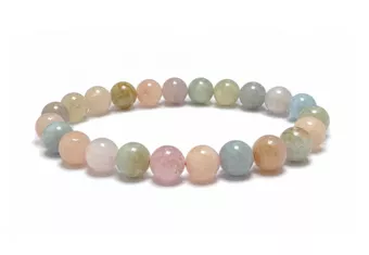Bracciale in Berilli Acquamarina e Morganite A Perle 8-9 mm