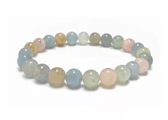 Bracciale in Berilli Acquamarina e Morganite AA Perle 8 mm