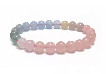 Bracciale in Berilli Acquamarina e Morganite AAA Perle 8 mm