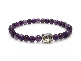 Bracciale in Ametista & Buddha A Perle 6 mm
