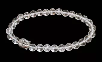 Bracciale in cristallo di rocca e Buddha A perline da 6 mm