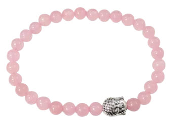 Bracciale in quarzo rosa e perle di Buddha da 6 mm
