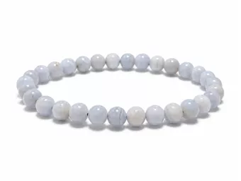 Bracciale in calcedonio blu a fasce con perline da 6-7 mm