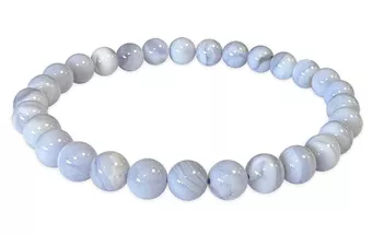 Bracciale in Calcedonio Blu Fasciato AA perle 6-7mm