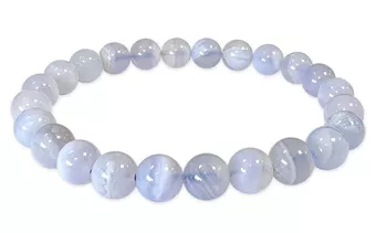 Bracciale in Calcedonio Blu Fasciato AA perle 8-9mm