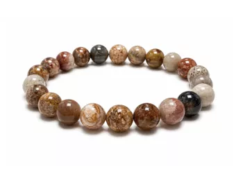 Bracciale in Corallo Fossile A+ Perle 8 mm