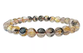 Bracciale in cristallo di rocca Rutilo ematite AAA perline 5.5-6.5 mm