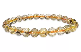 Bracciale in cristallo di rocca Rutilo ematite perline AA 7.5-8.5 mm