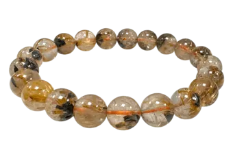 Bracciale in cristallo di rocca Perle AAA di ematite rutilata 9-10 mm
