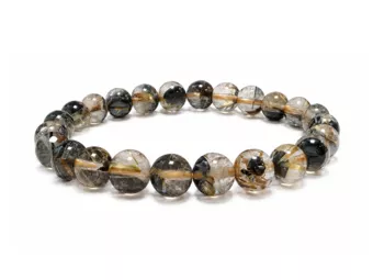 Bracciale Cristallo di Rocca con Rutilo di Ematite AAA Sfere 6.5–7.5 mm