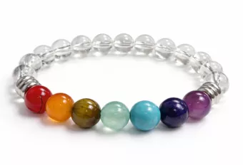 Bracciale in di Cristallo di rocca 7 chakras A perline 8mm