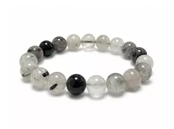 Bracciale in Cristallo di Rocca con Tormalina A perle 10mm
