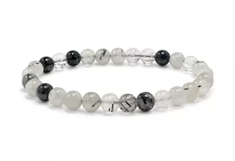 Bracciale in Cristallo di Rocca con Tormalina A perle 6-7mm