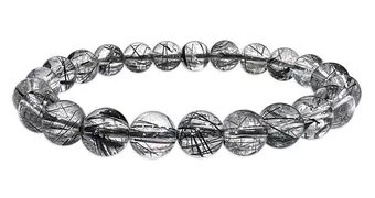 Bracciale in Cristallo di Rocca con Tormalina AAA perle 8mm
