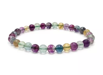 Bracciale in Fluorite Multicolore AA Perle 6 mm