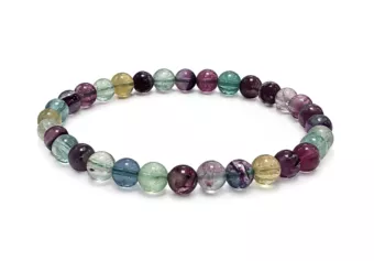 Bracciale in fluorite multicolore AA + perline da 6-7 mm