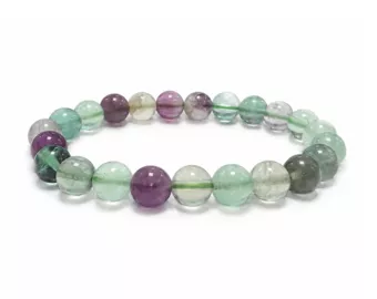 Bracciale in Fluorite Multicolore A perle 8mm