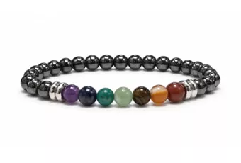 Bracciale in Ematite A 7 Chakra perle 6mm
