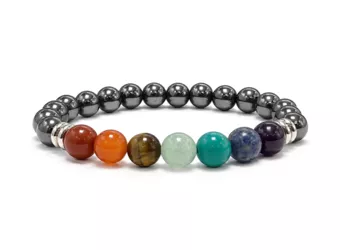 Bracciale Ematite 7 Chakra A perle 8mm
