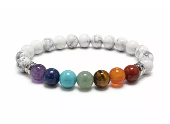 Bracciale Howlite 7 Chakra A perle 8mm
