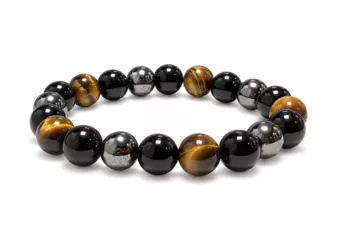 Bracciale in Ematite Occhio di Tigre Ossidiana Nera A Perle 10 mm